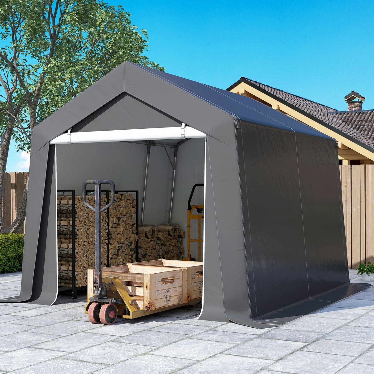 Waterproof Carport Tent 3x3 m with Roll-Up Door, Ventilation