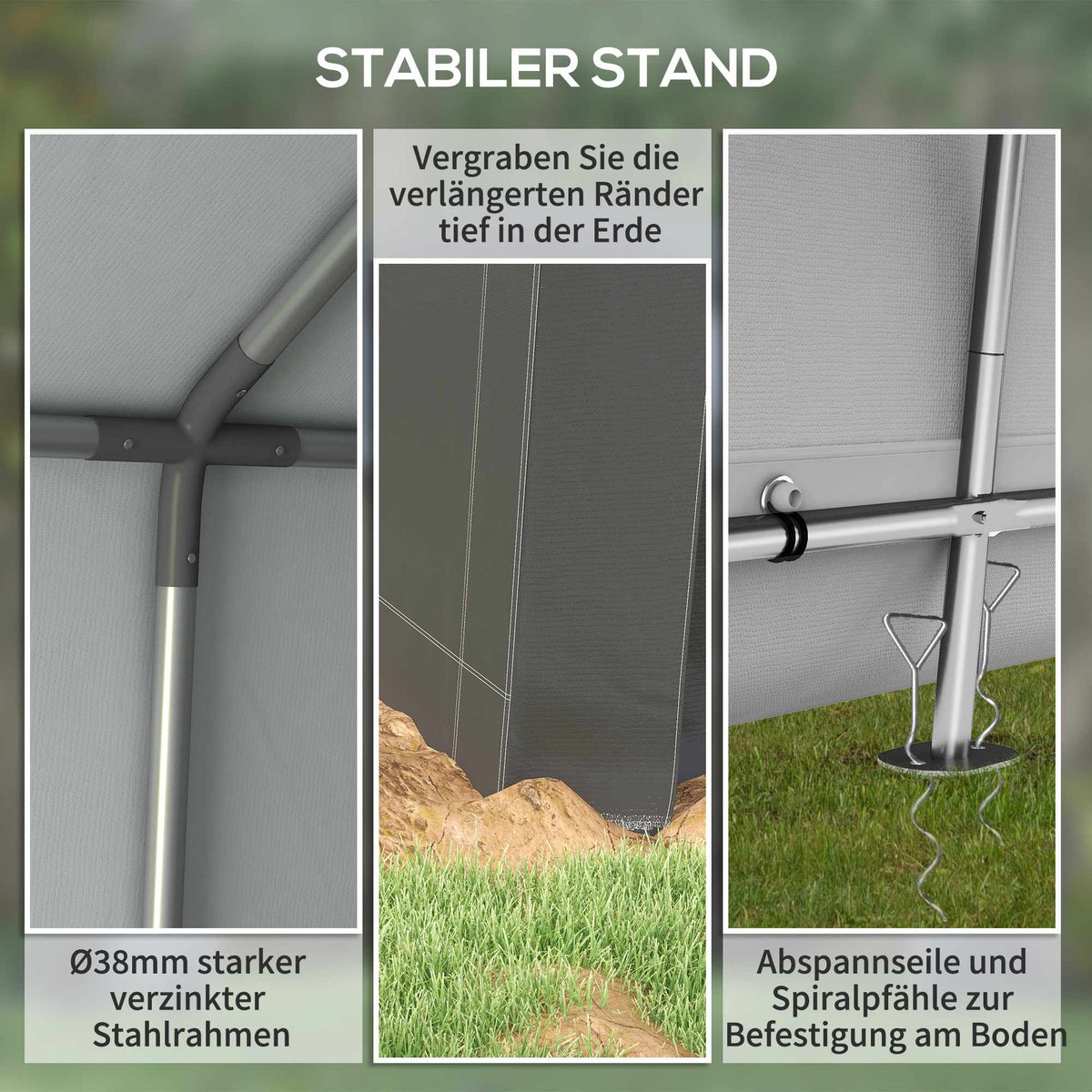 Waterproof Carport Tent 3x3 m with Roll-Up Door, Ventilation