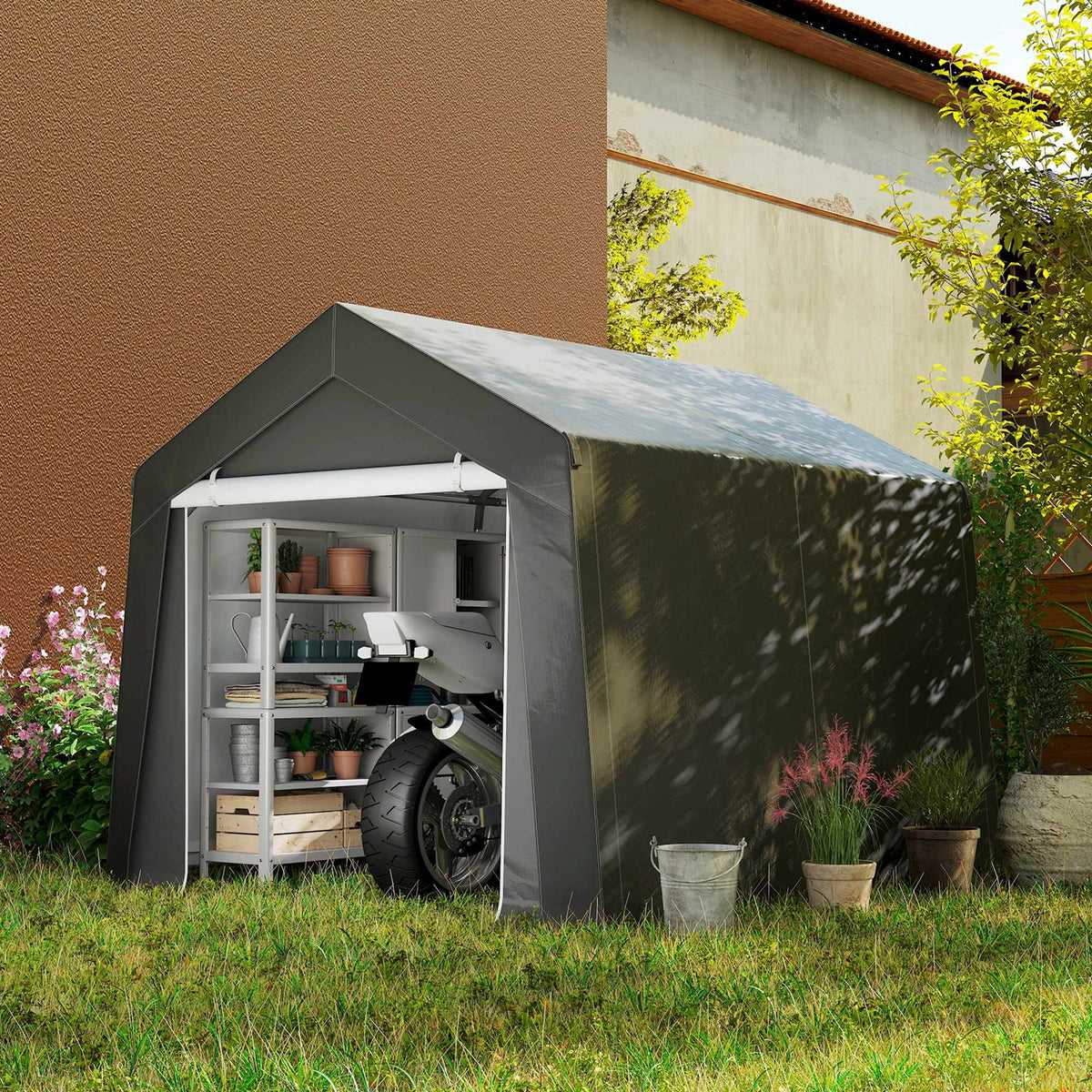 Waterproof Carport Tent 3x3 m with Roll-Up Door, Ventilation