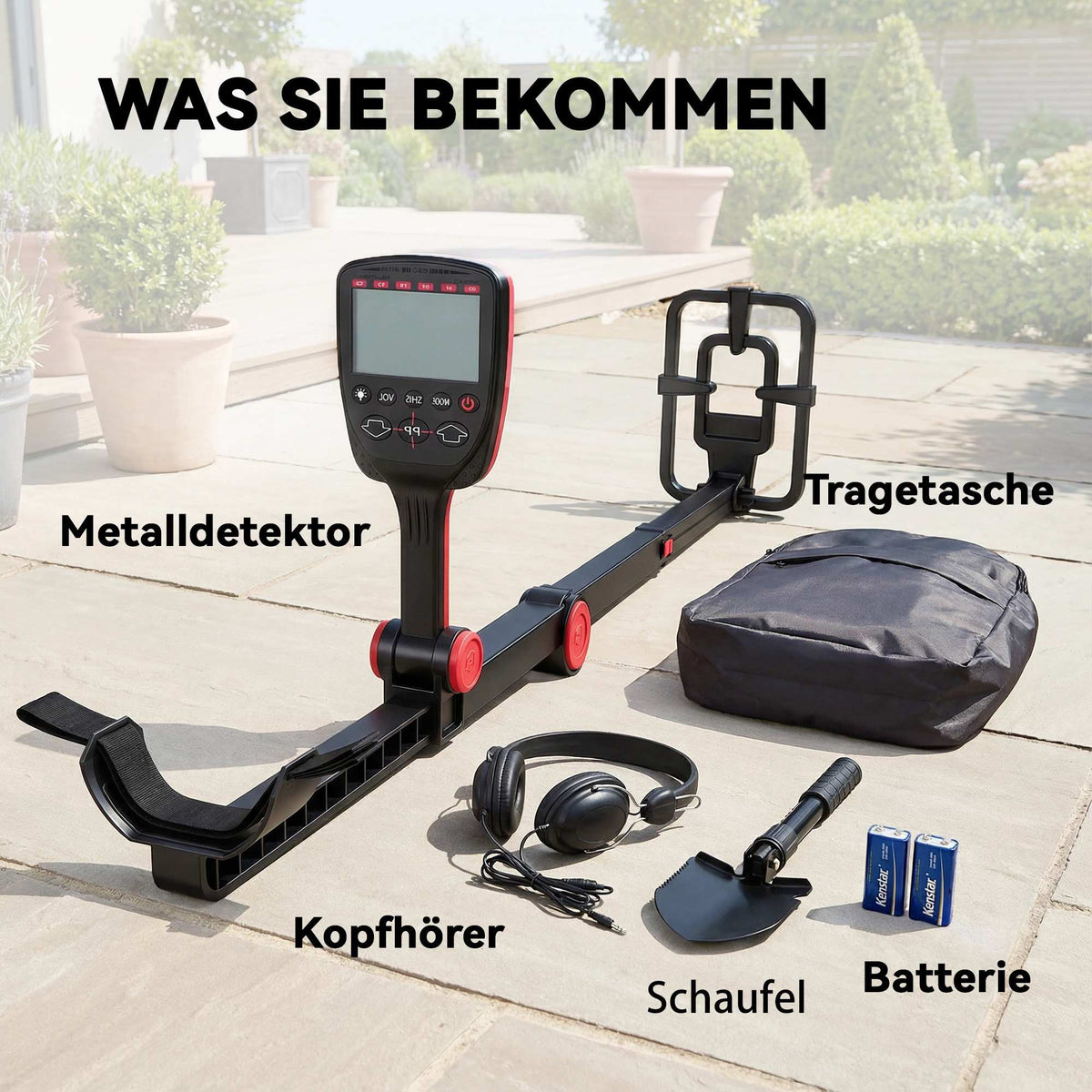 Waterproof Foldable Metal Detector with LCD & Headphones