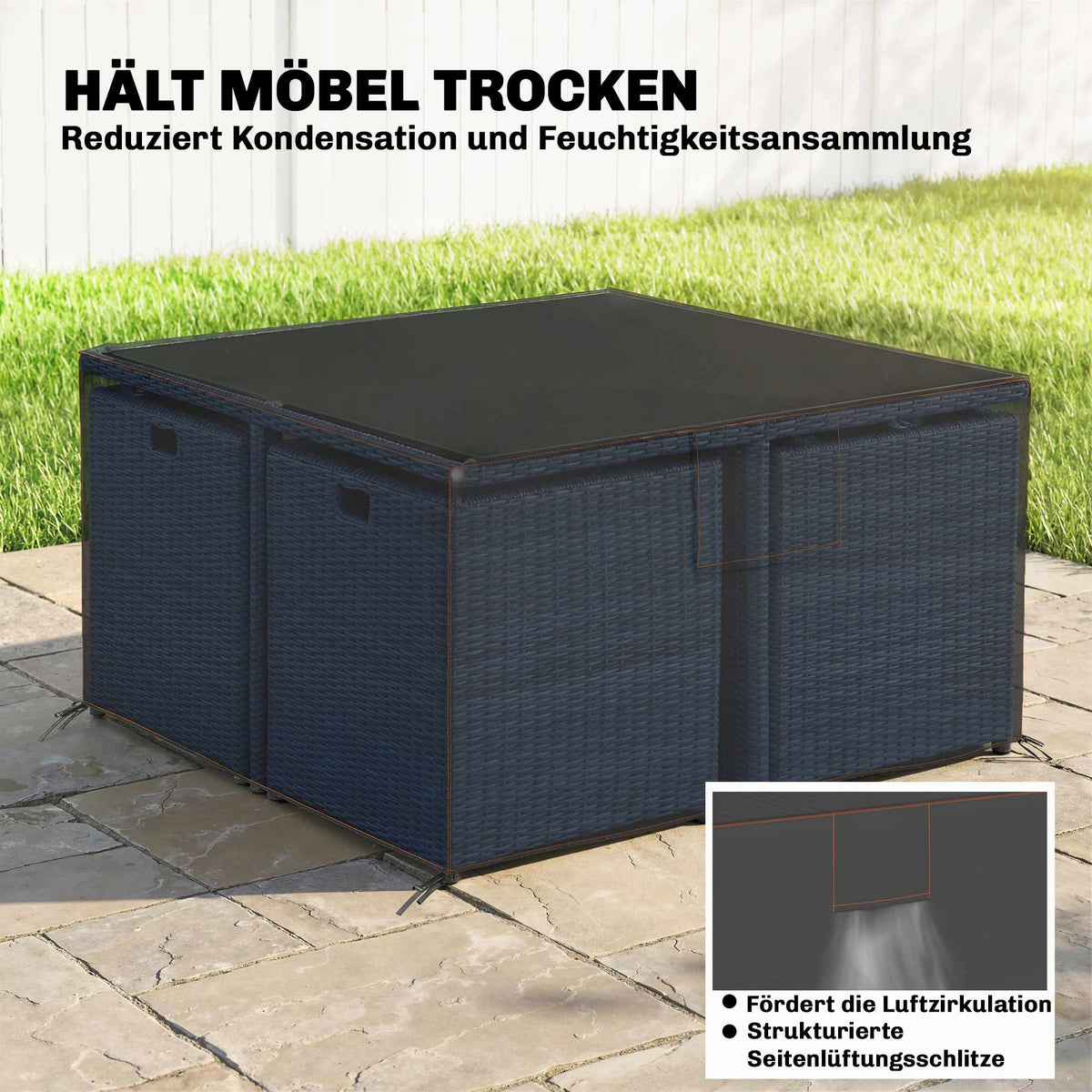 Waterproof Garden Furniture Cover, 420D Oxford, 125x125x74cm