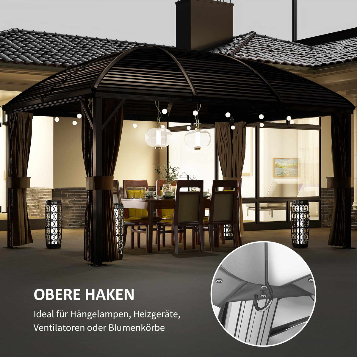 Waterproof Garden Pavilion, 4 x 3 x 2.8 m, Brown