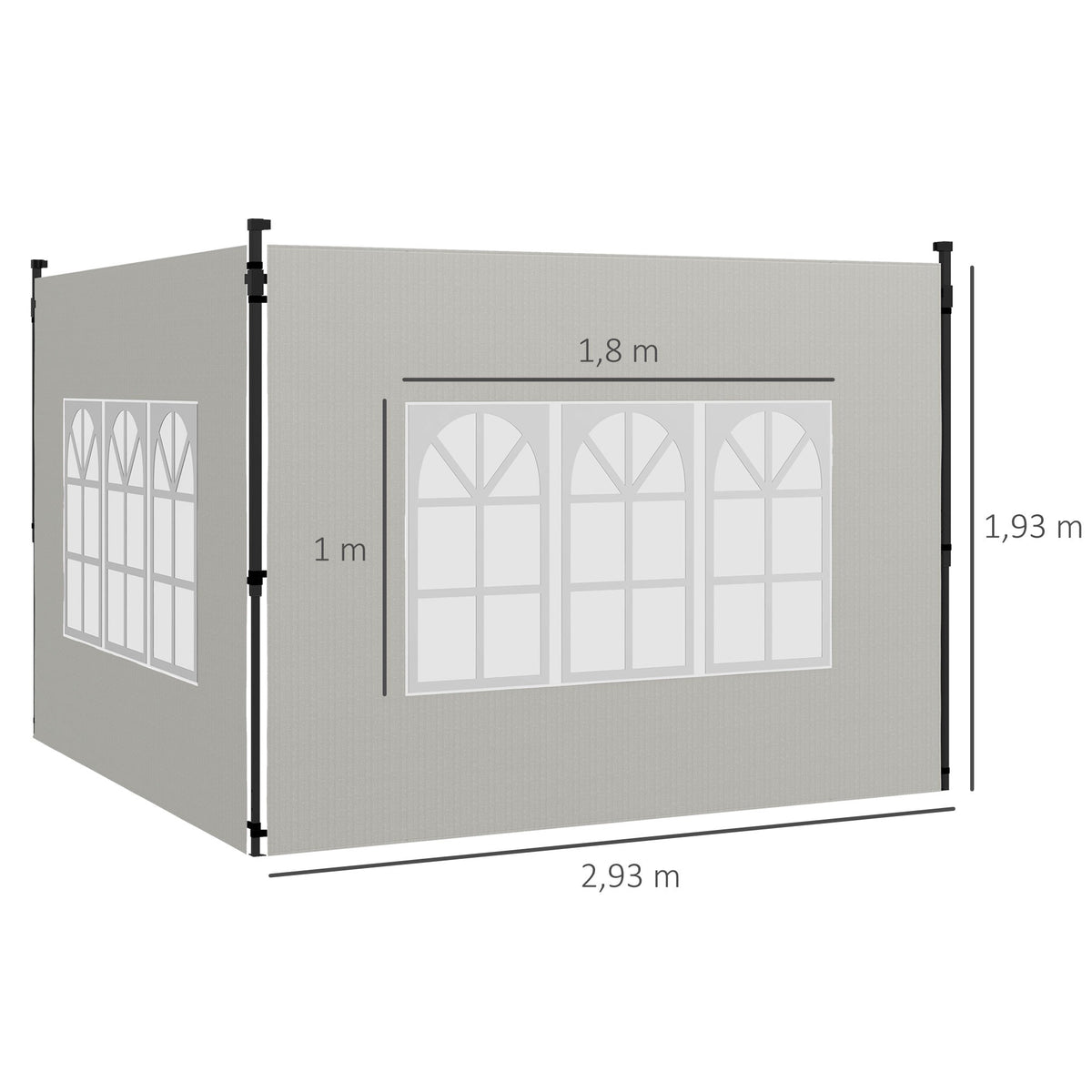 Waterproof Gazebo Sidewalls Set, 3x3/3x6 m, White