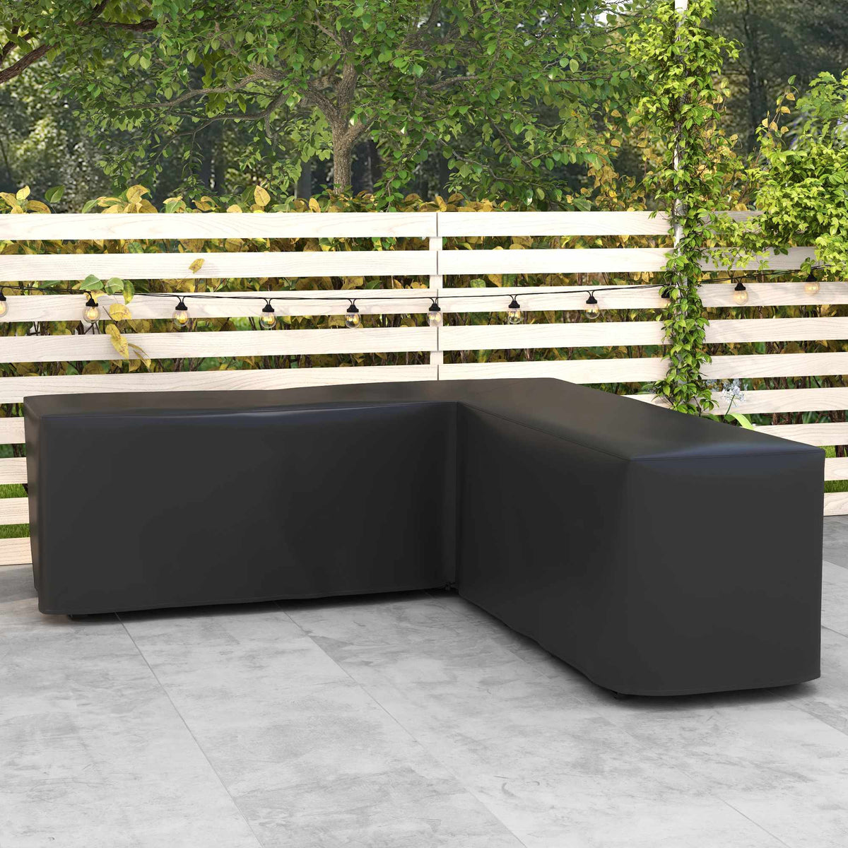 Waterproof L-Shaped Sofa Cover, 250x250x79 cm, Black
