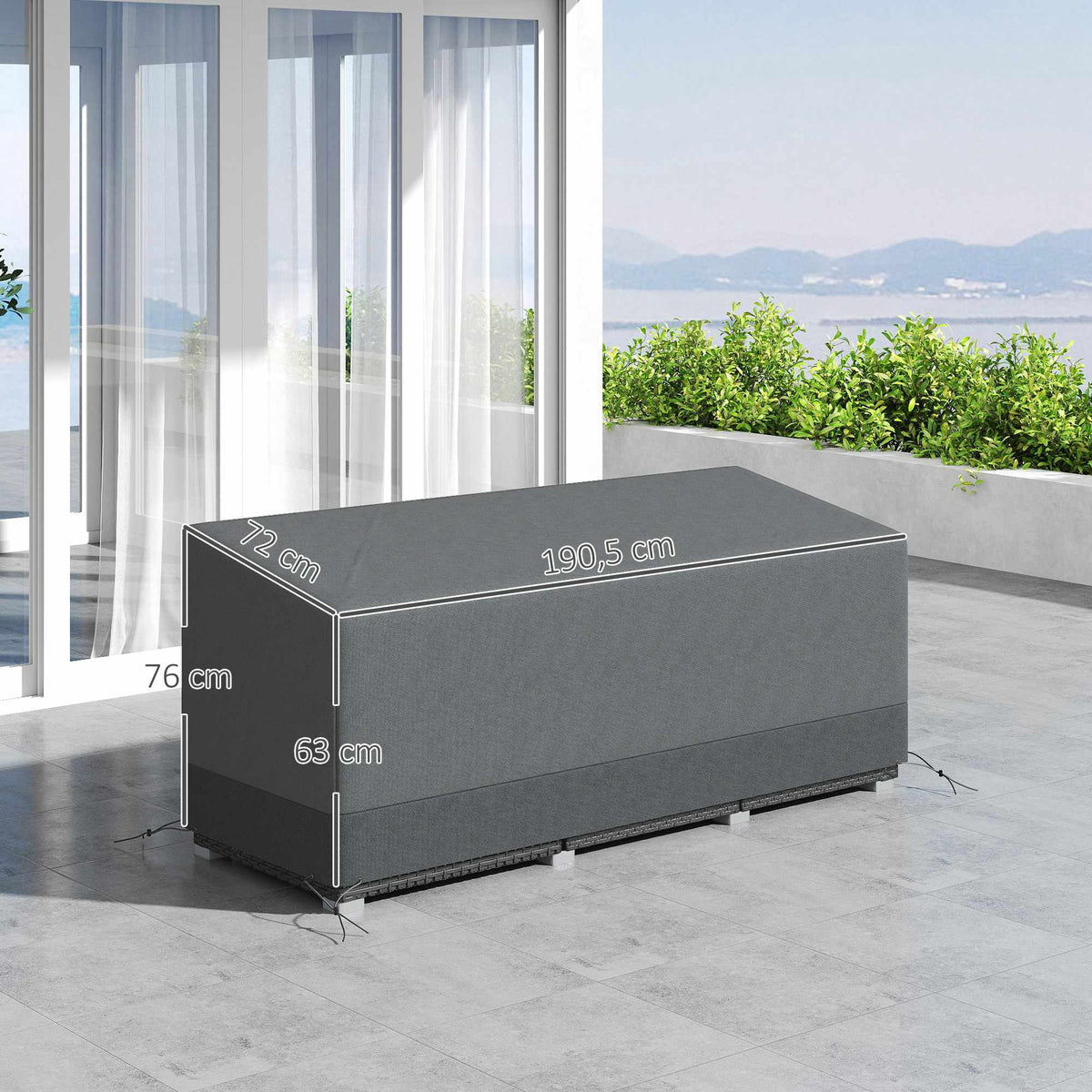 Waterproof Outdoor Furniture Cover, 600D Oxford, 190.5x72x76cm