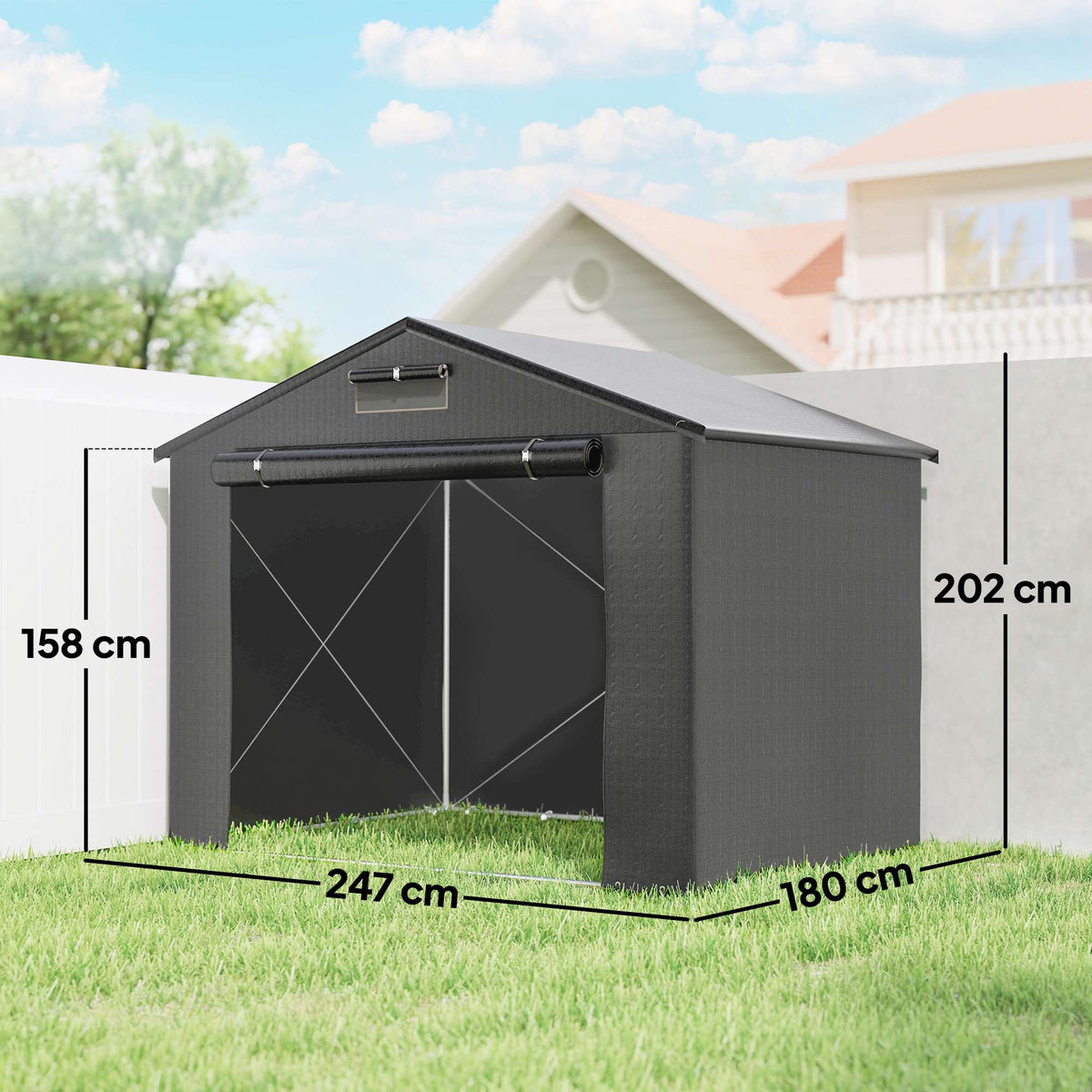Waterproof Outdoor Shelter, 2.5x1.8m, Roll-Up Door