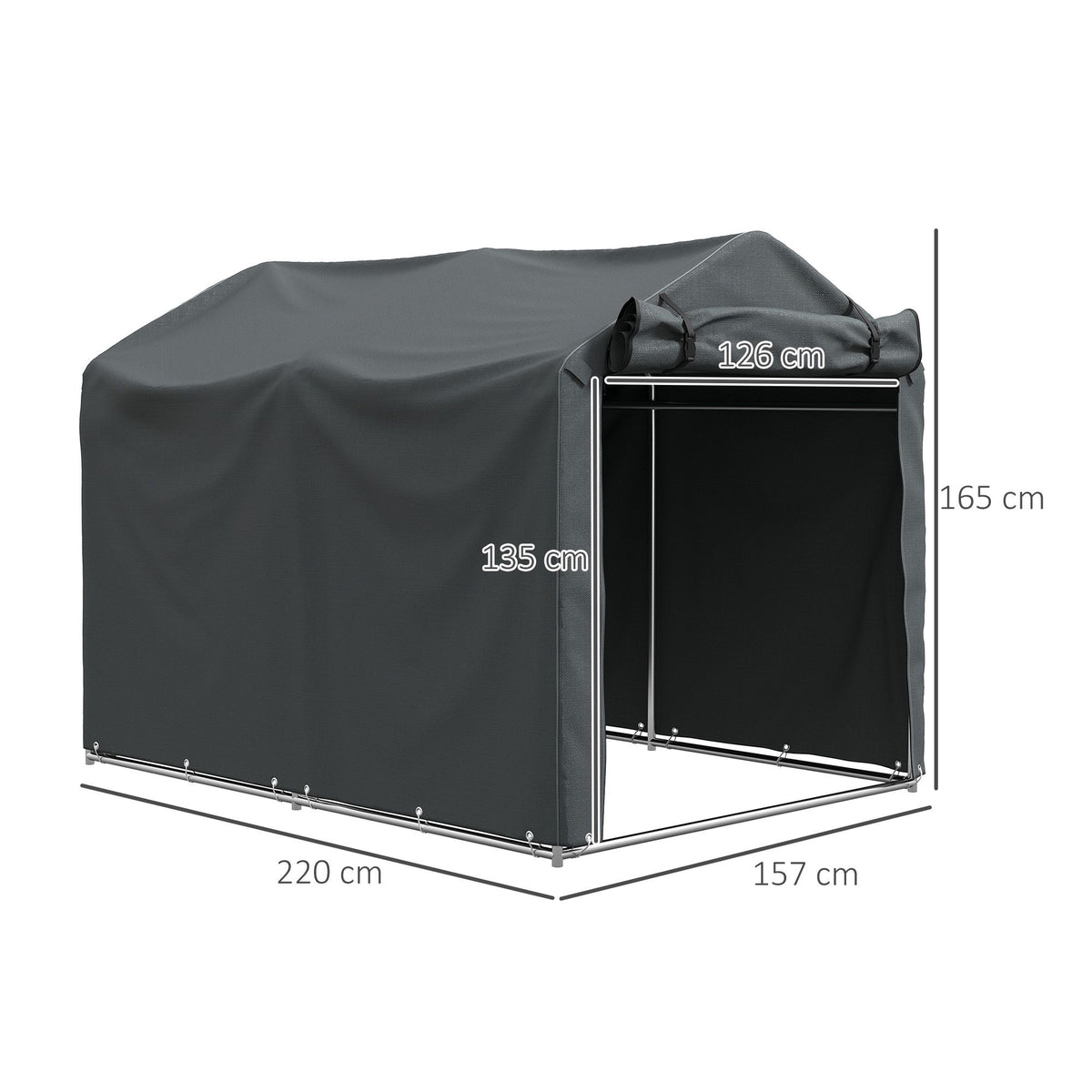 Waterproof Outdoor Storage Tent, Dark Grey, 220 x 157 x 165 cm