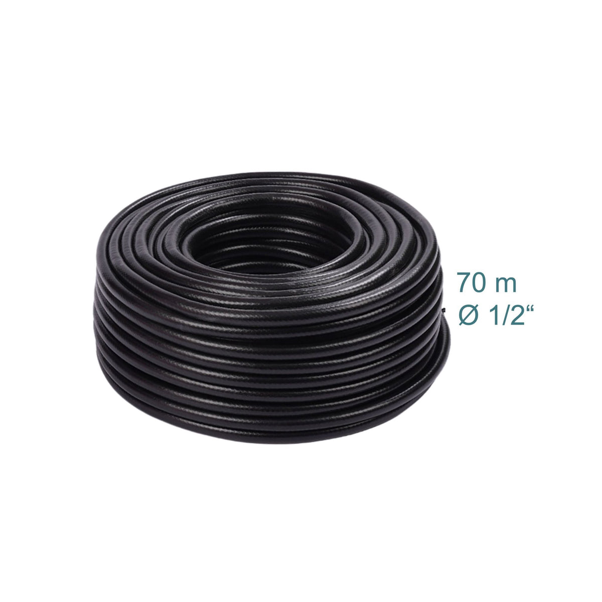 Weatherproof Black Garden Hose, UV-Resistant, 1/2" Fittings