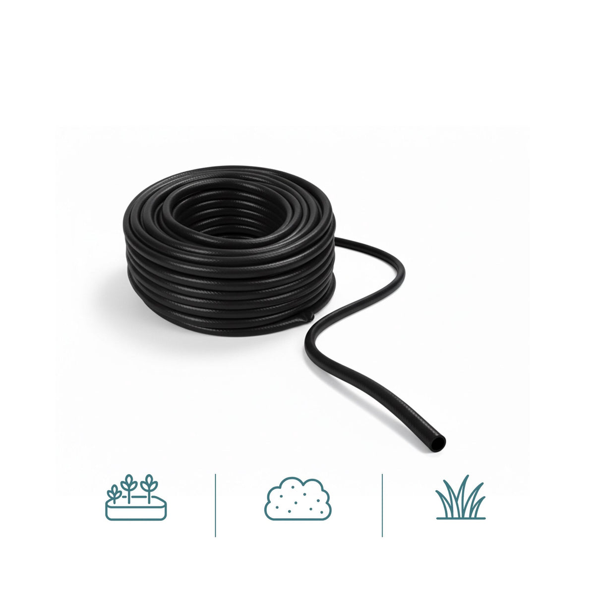 Weatherproof Black Garden Hose, UV-Resistant, 1/2" Fittings