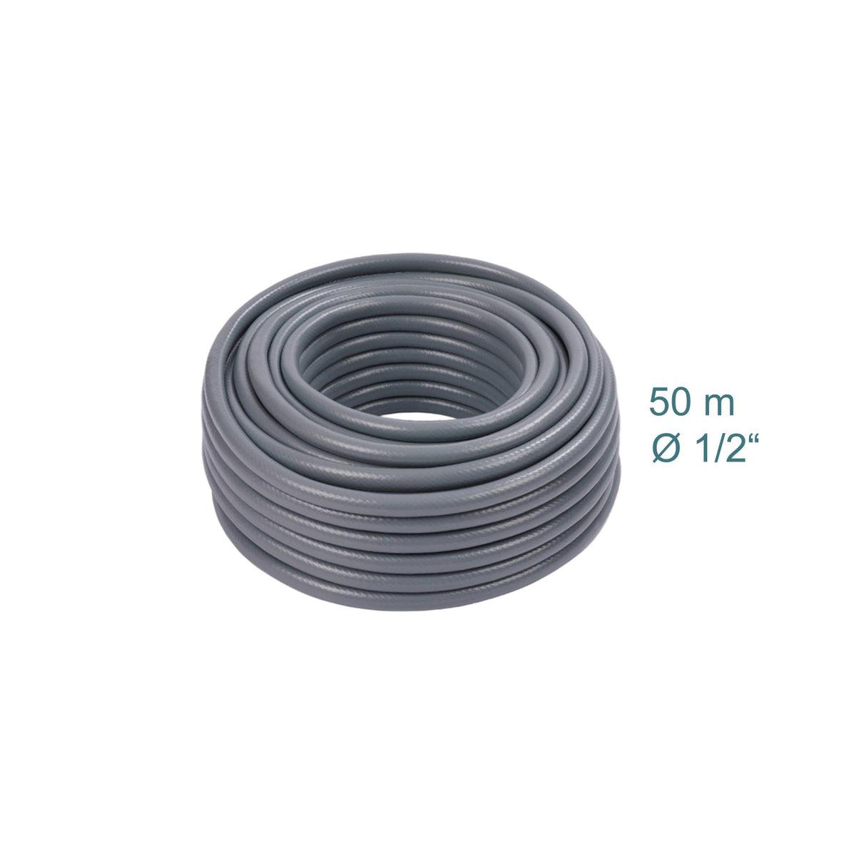Weatherproof Fabric Garden Hose, Grey, UV-Resistant, 1/2-Inch