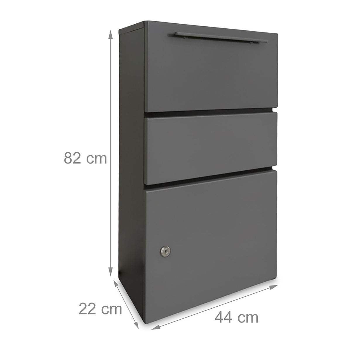 Weatherproof Metal Parcel Box, Dark Gray, Lockable