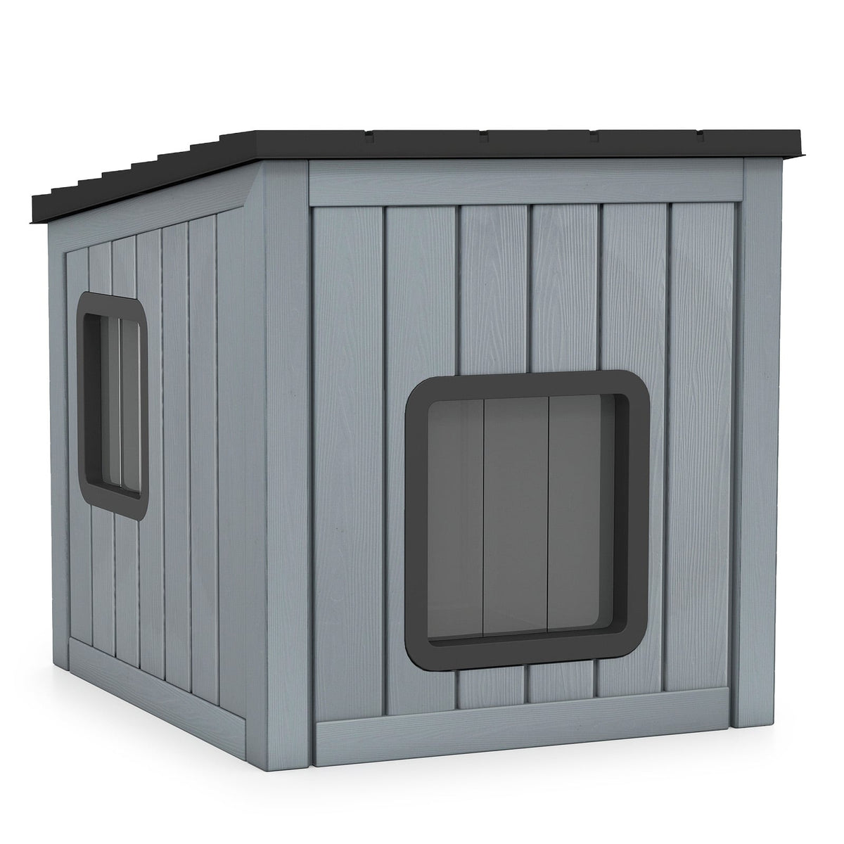 Weatherproof Plastic Cat House with Dual PVC Doors