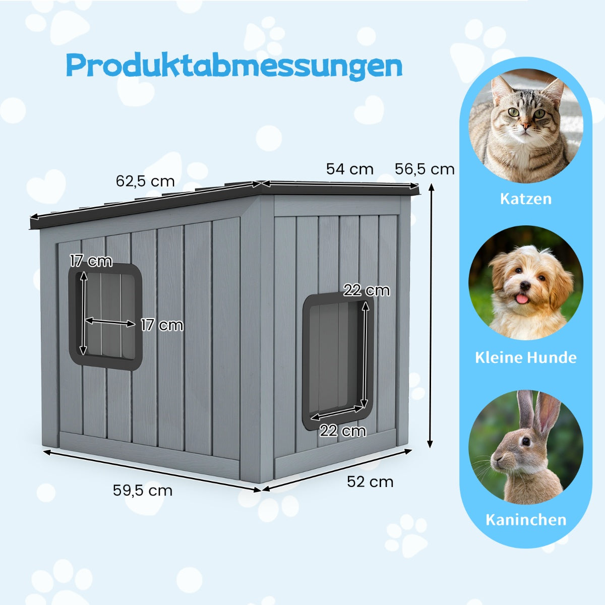 Weatherproof Plastic Cat House with Dual PVC Doors