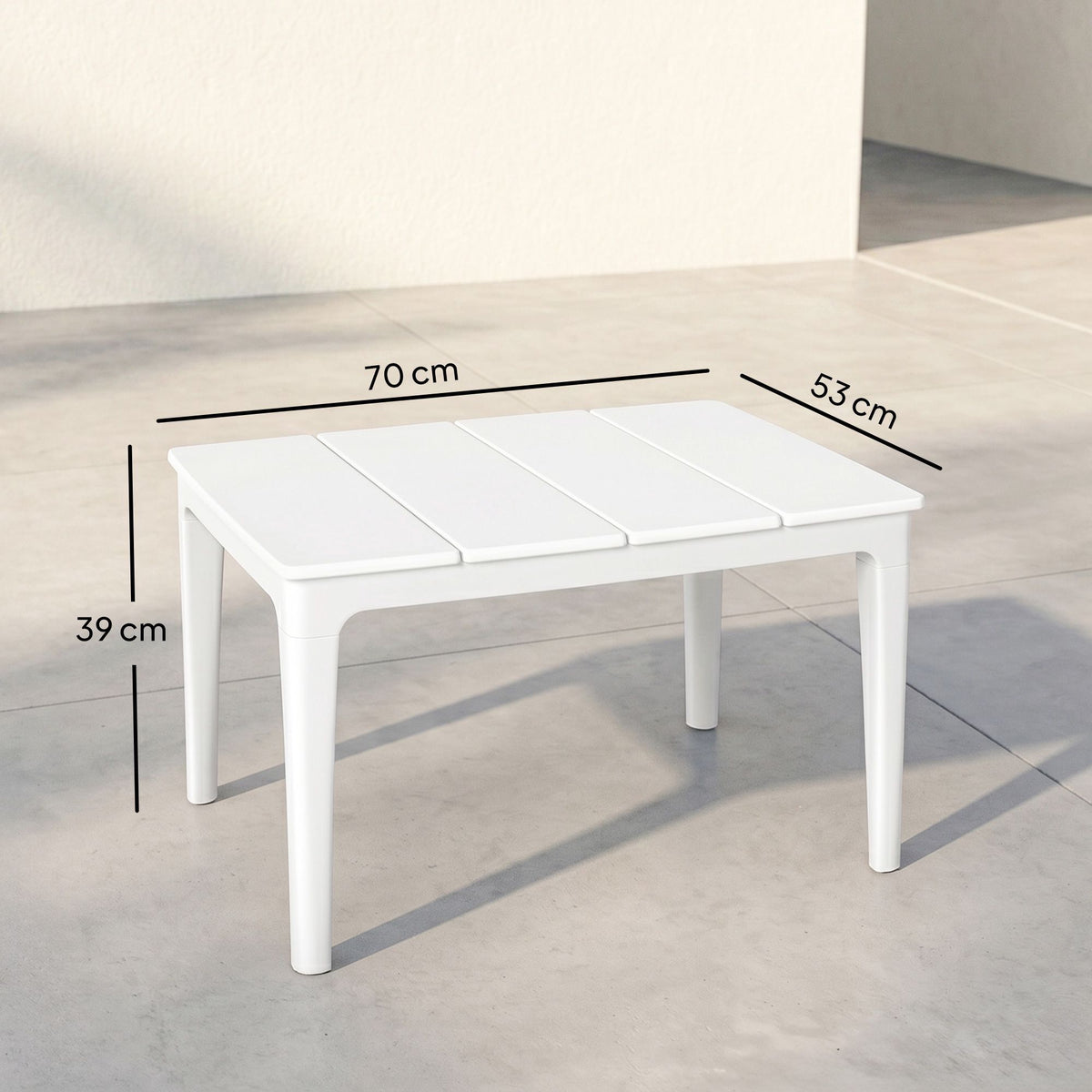 Weatherproof Plastic Outdoor Side Table, 70x53 cm, 35 kg Capacity