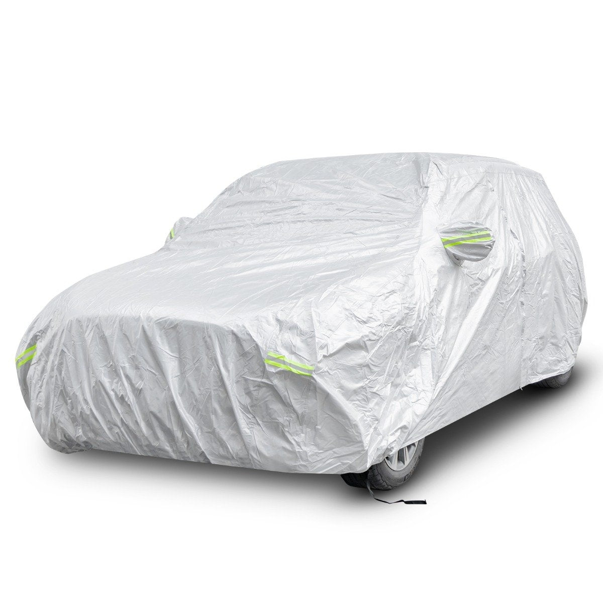 Weatherproof Vehicle Tarpaulin Car Cover with Zip Door 516 x 191 x 164 cm Silver