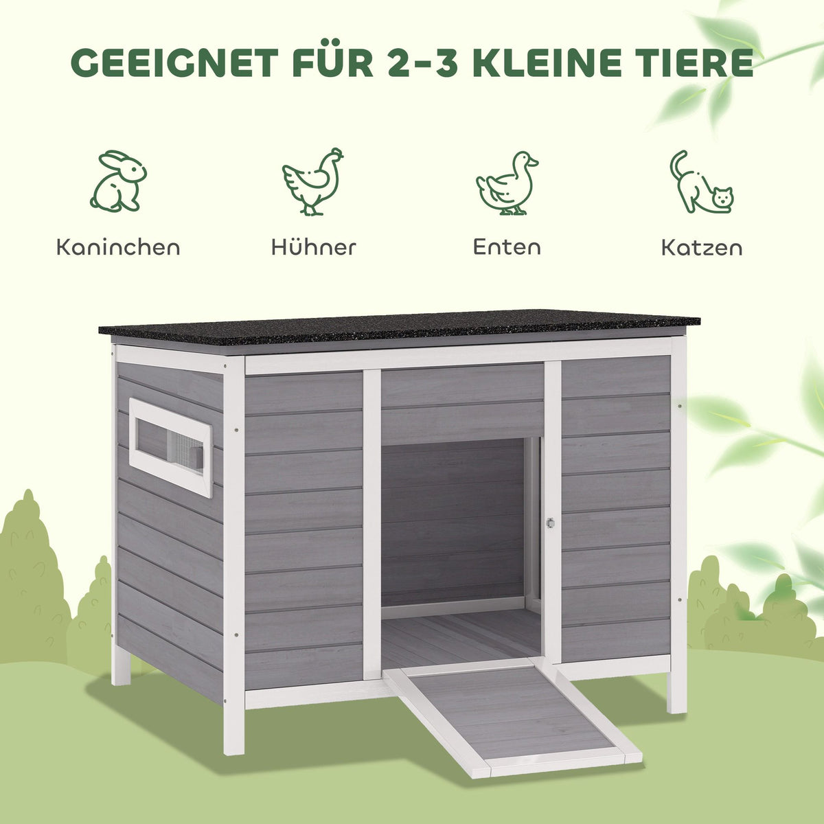 Weatherproof Wooden Duck House with Removable Floor, 93x70x72cm