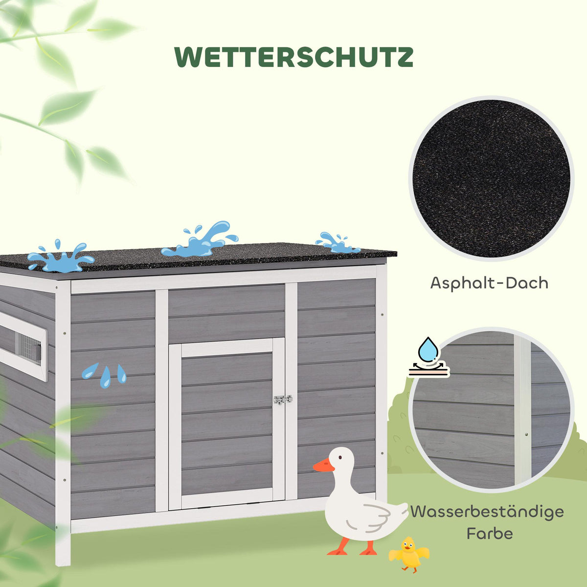 Weatherproof Wooden Duck House with Removable Floor, 93x70x72cm