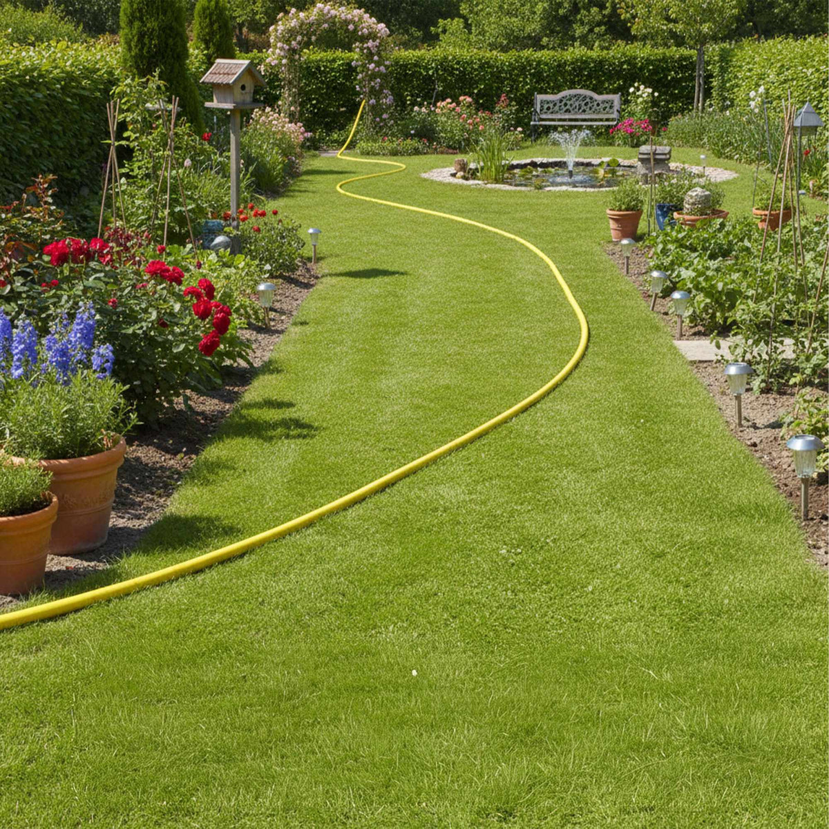 Weatherproof Yellow Garden Hose, UV-Resistant, 1/2 Inch