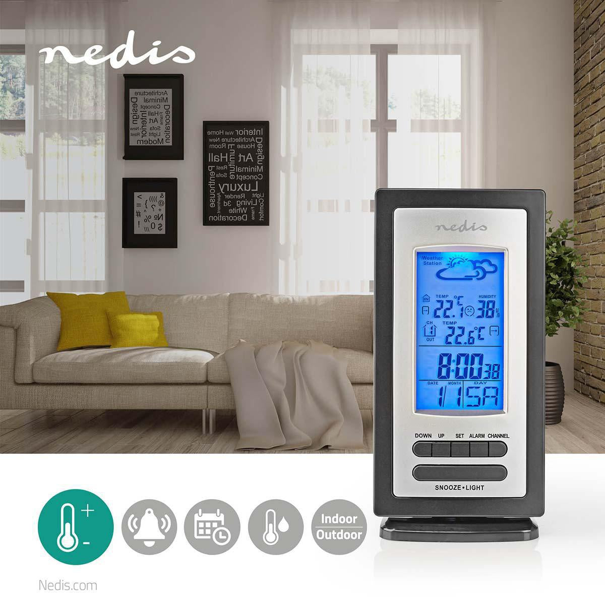Weather station | Indoors & Outdoors | Including wireless weather sensor | Weather Forecast | Time display | LCD Screen | Alarm clock function
