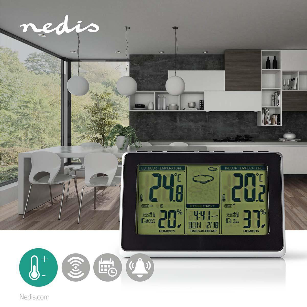 Weather station | Indoors & Outdoors | Including wireless weather sensor | Weather Forecast | Time display | LCD Screen | Alarm clock function