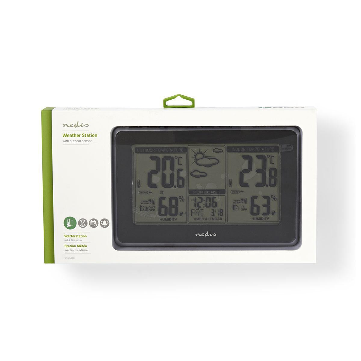 Weather station | Indoors & Outdoors | Including wireless weather sensor | Weather Forecast | Time display | LCD Screen | Alarm clock function