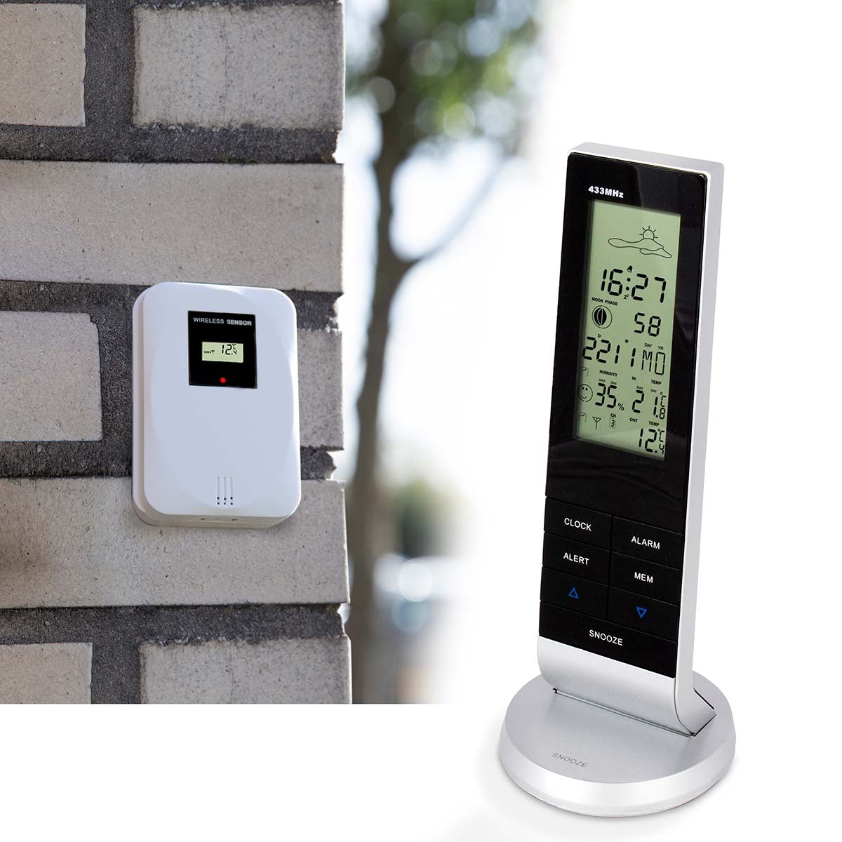 Weather station with wireless sensor Black / Silver