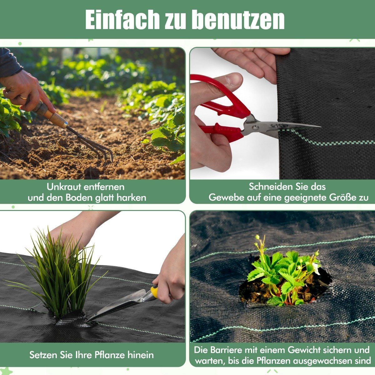 Weed control fleece 50m² garden fleece against weeds weed film PP black 25 x 2m-100 g/m²