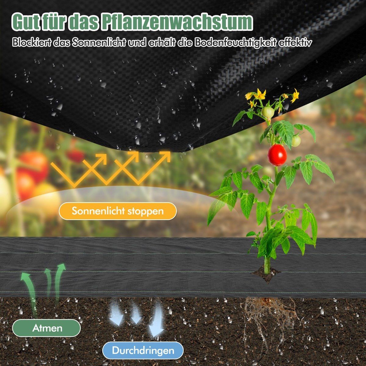 Weed control fleece 50m² garden fleece against weeds weed film PP black 50 x 1m-60 g/m²