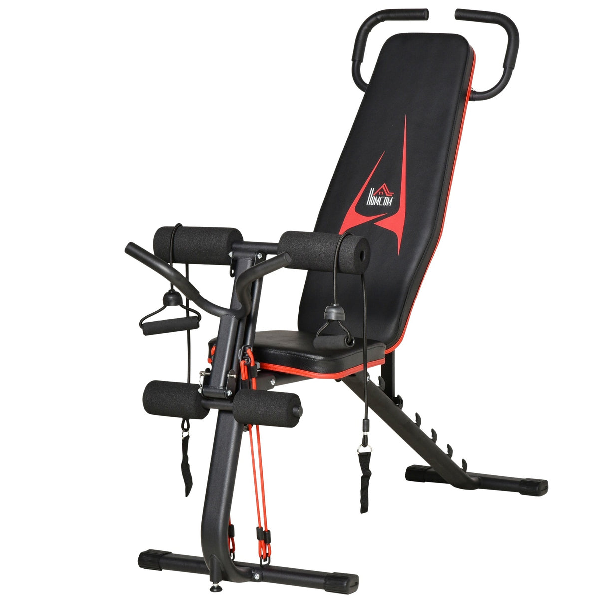 Weight Bench Adjustable Training Bench With Elastic Rope Sit Up Bench 6 Levels Backrest Gradient Weight Up To 150 Kg 145 X 49 X 57-127 Cm