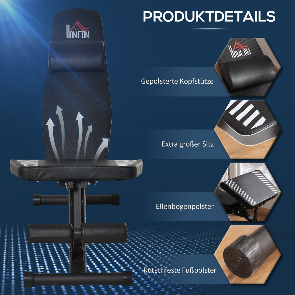 Weight Bench Folding Multifunctional Weight Bench Adjustable Sit Up Bench 6 Levels Leg Holder For Home Training