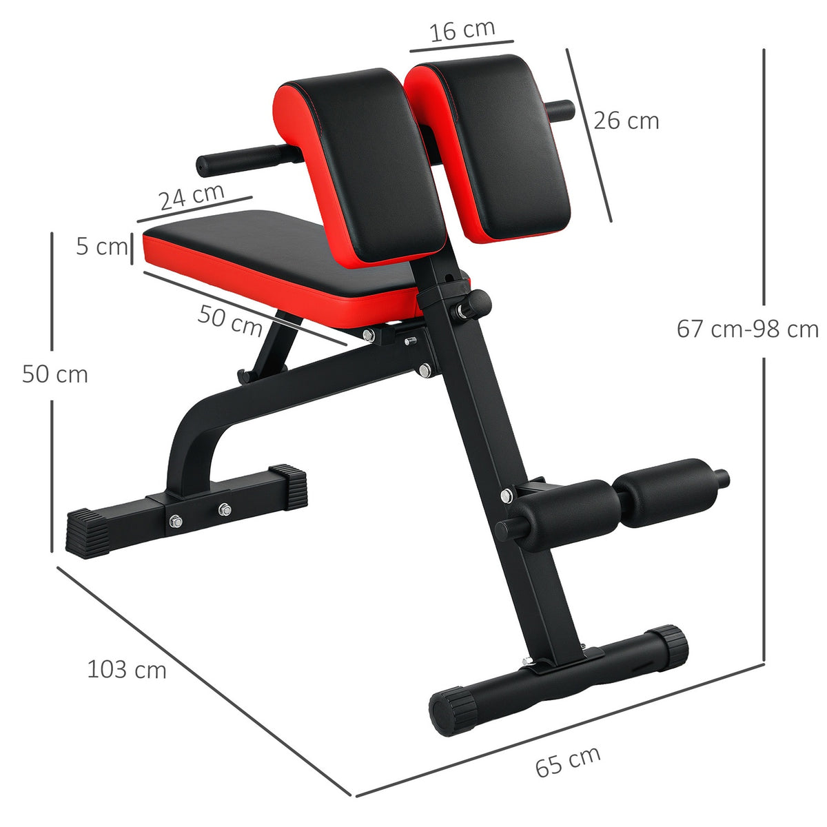 Weight Bench, Versatile Fitness Bench, Adjustable, Foldable Design, Bicep Curls, Barbell, Steel, up to 120kg, 103 x 65 x 67-98cm, Black