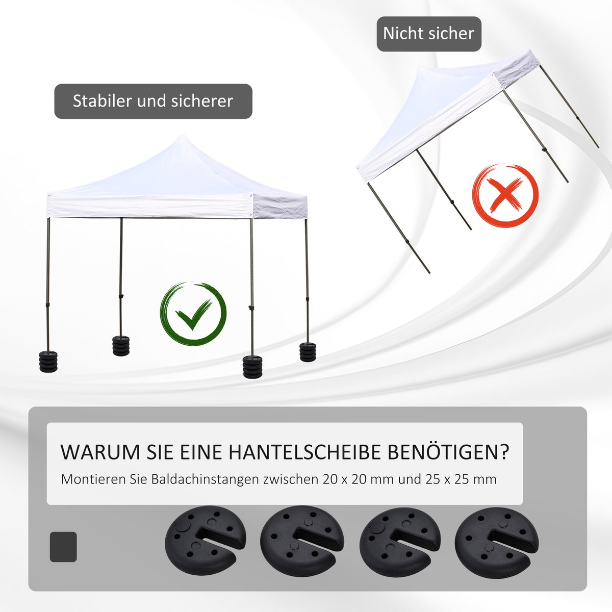 Weight For Party Tent, Pavilion Weight Can Be Filled Up To 5 Kg, Hdpe Plastic, Black, Ø25X6Cm