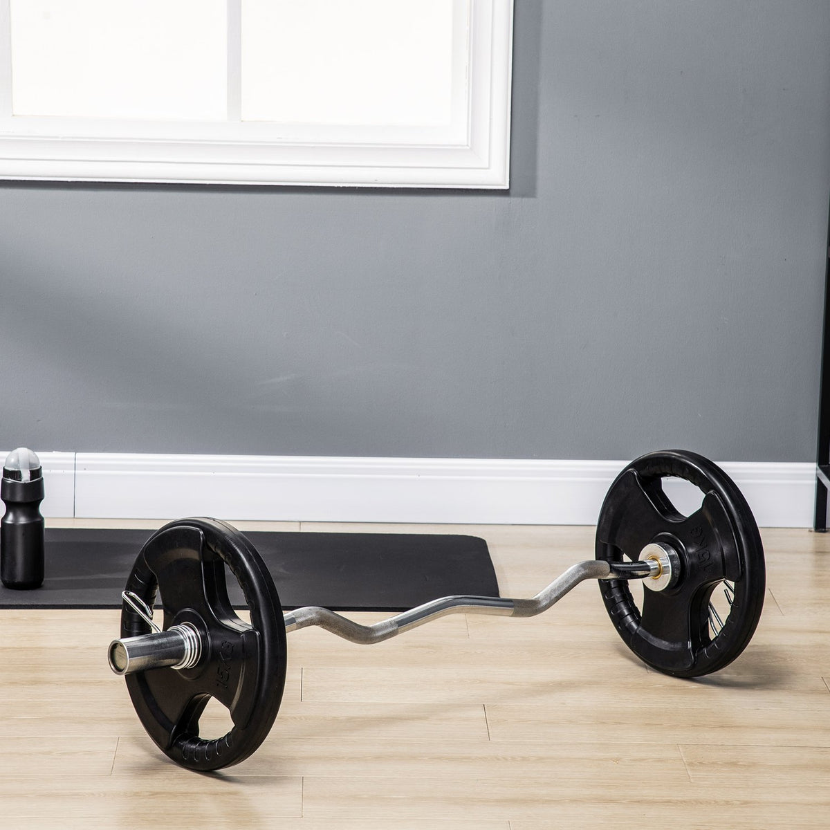 Weight Plates Set Of 2 Tri-Grip 2 X 15 Kg Rubberized Olympic Plates, Floor-Friendly, 5 Cm Bore, Three Handles, Strength Training