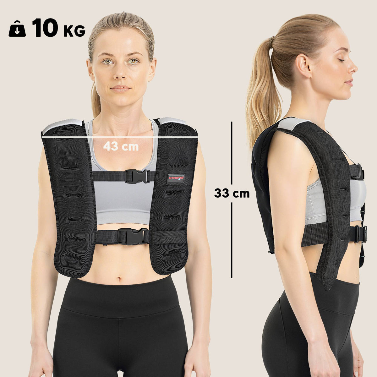 Weighted Training Vest 10kg with Reflective Stripes