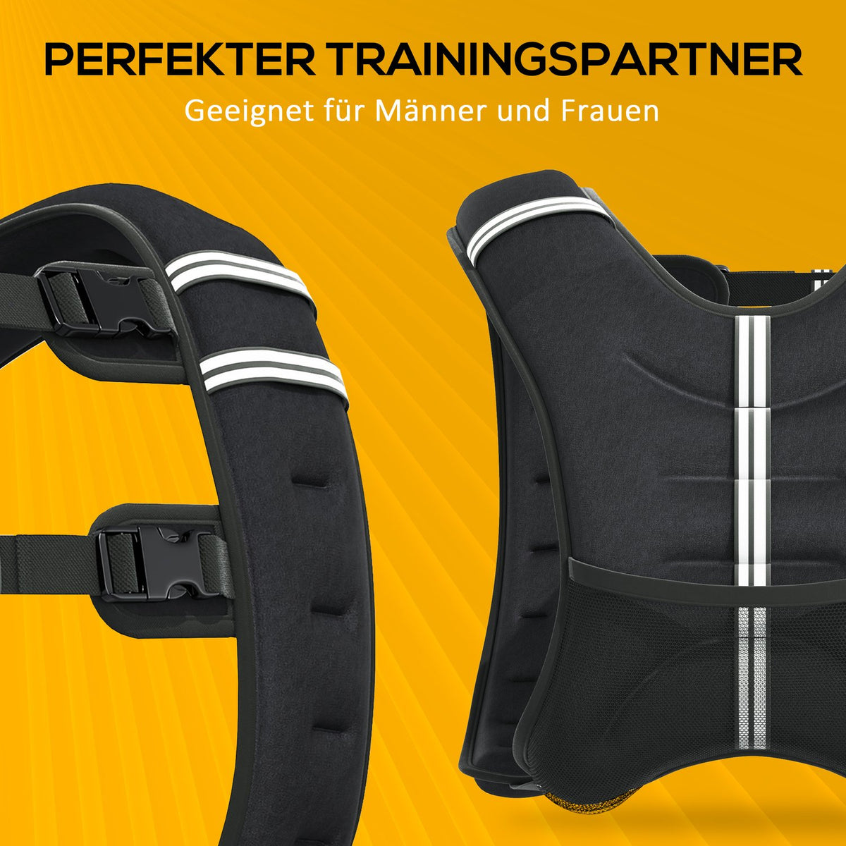 Weighted Vest 10Kg Adjustable Strength Training Oxford Fabric Metal Sand Black 40 X 35 Cm