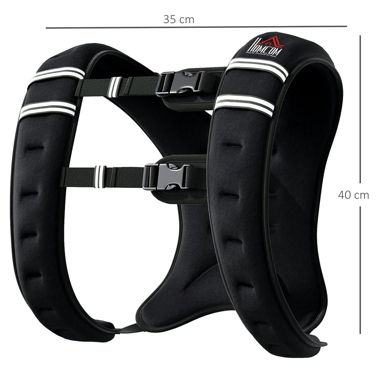 Weighted Vest 10Kg Adjustable Strength Training Oxford Fabric Metal Sand Black 40 X 35 Cm