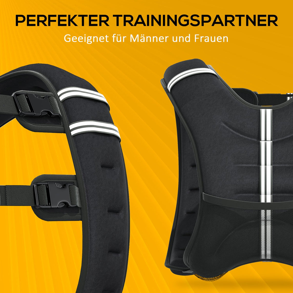 Weighted Vest 5 Kg Adjustable For Weight & Strength Training, Oxford Fabric, Metal Sand, Black, 40 X 35 Cm