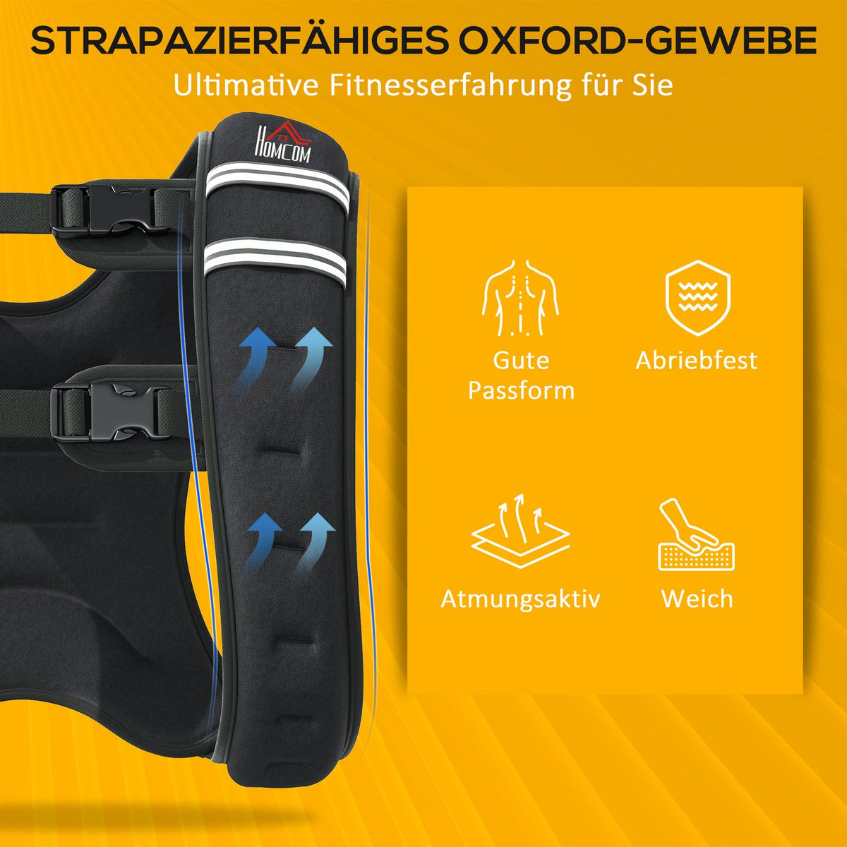 Weighted Vest 5 Kg Adjustable For Weight & Strength Training, Oxford Fabric, Metal Sand, Black, 40 X 35 Cm