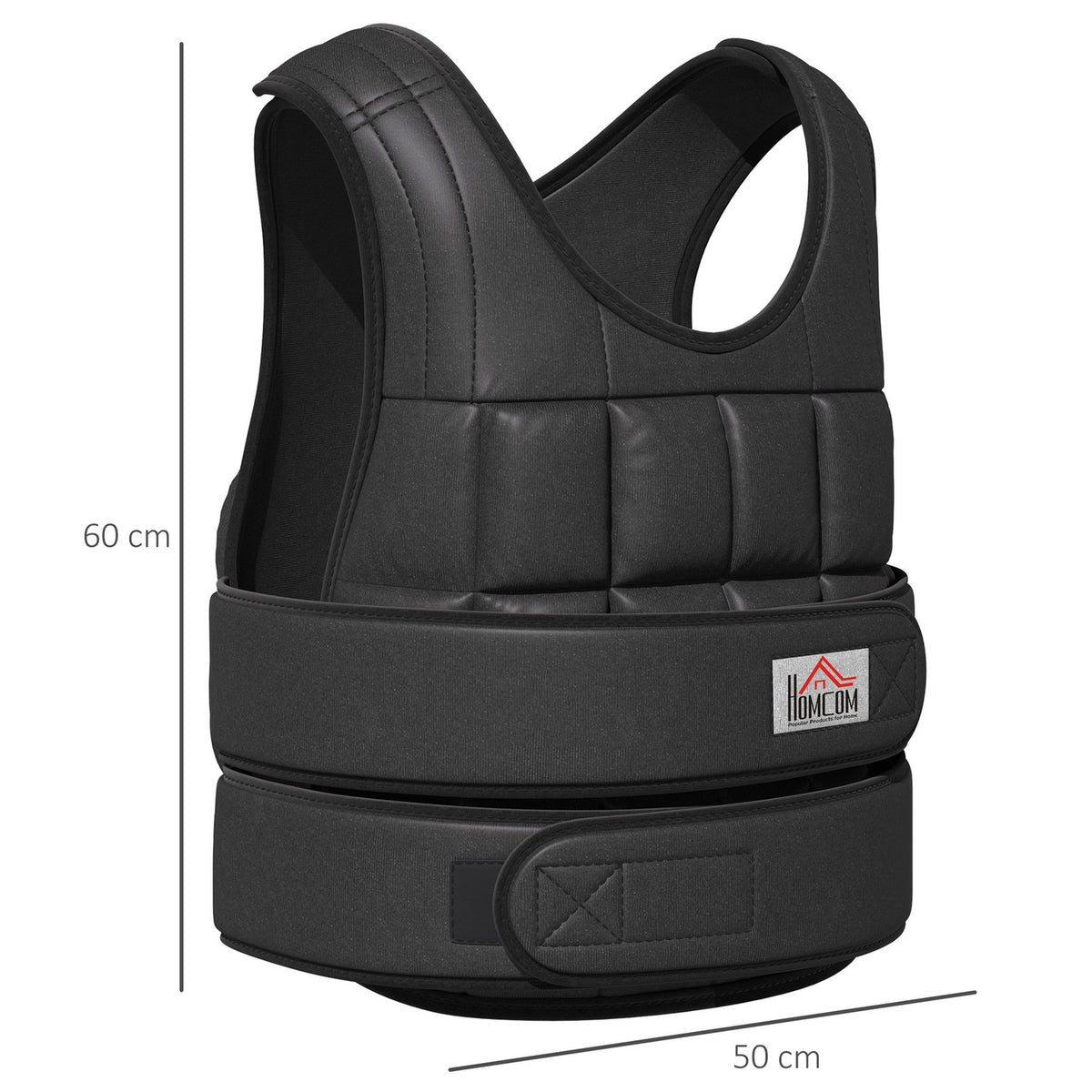 Weight vest 30 kg training vest with 35 weight bags, adjustable, strength training, Oxford metal, black, 60x50cm