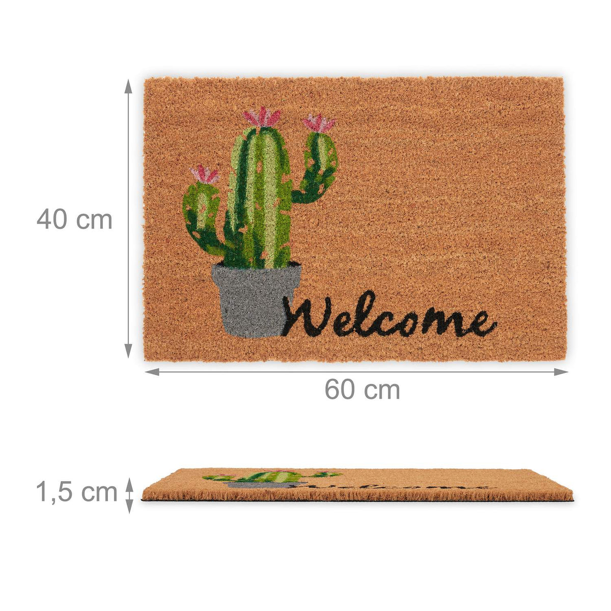 Welcome &amp; Cactus doormat in coconut