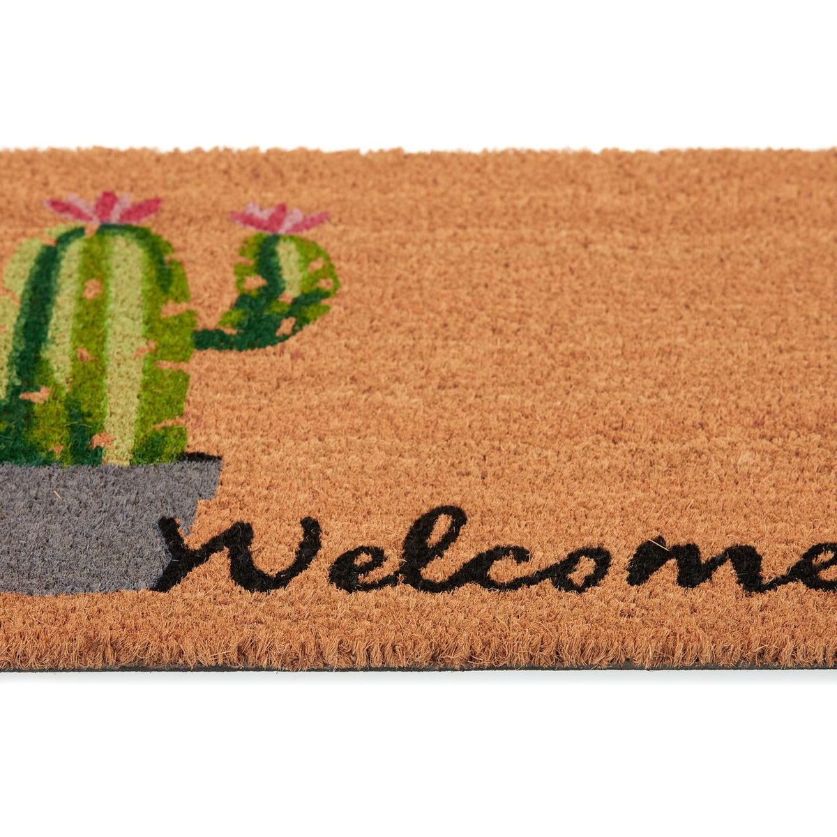 Welcome &amp; Cactus doormat in coconut