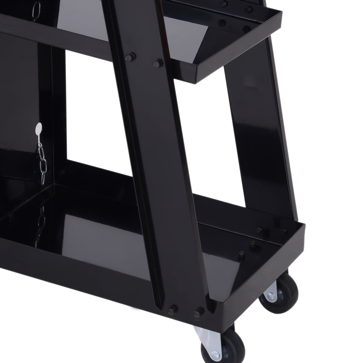 Welding Trolley, Welding Machine Trolley With 3 Shelves, Gas Bottle Trolley, Safety Chain, Black, 71X39X70 Cm
