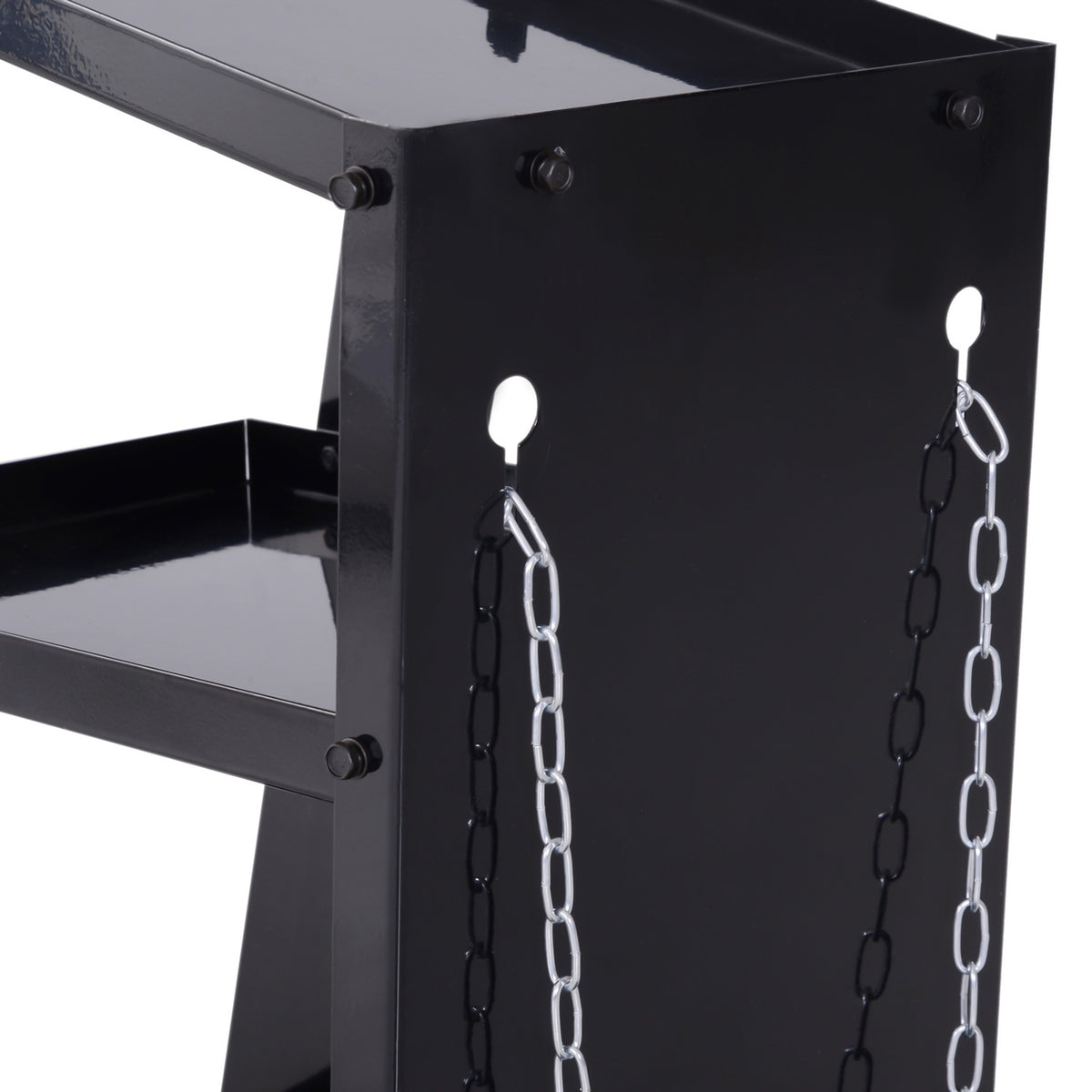 Welding Trolley, Welding Machine Trolley With 3 Shelves, Gas Bottle Trolley, Safety Chain, Black, 71X39X70 Cm