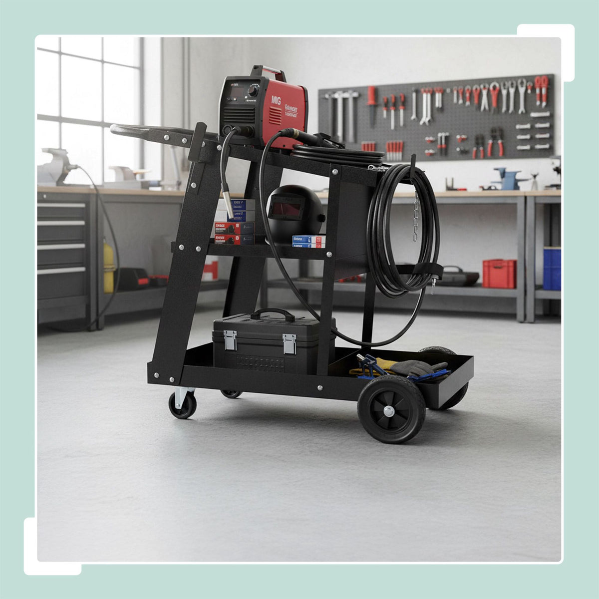 Welding Trolley with Gas-Bottle Platform and Shelves