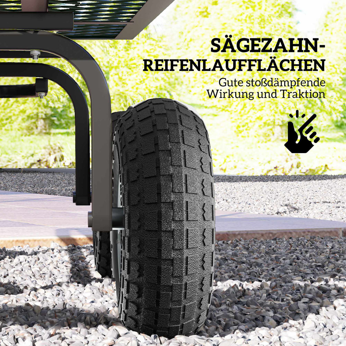 Wheelbarrow Wheel Set of 4, Solid Rubber, 80kg, Ø255mm