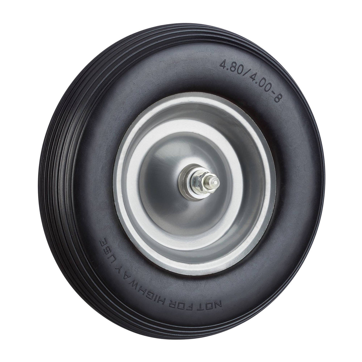 Wheelbarrow wheel made of solid rubber with axle