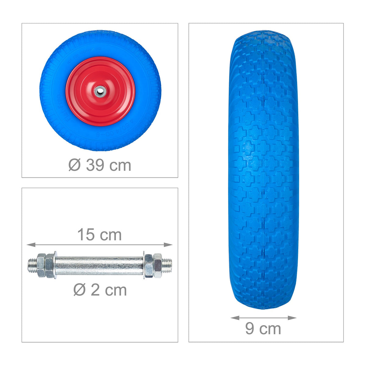 Wheel for wheelbarrow 4.00-8 with axle