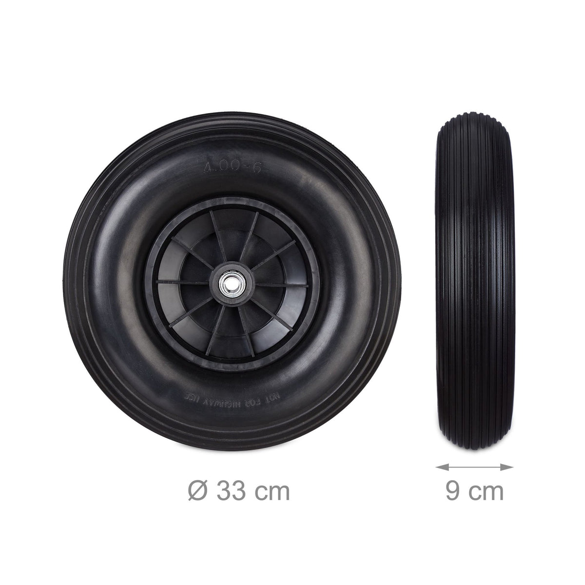 Wheel for wheelbarrow solid rubber 4.00-6