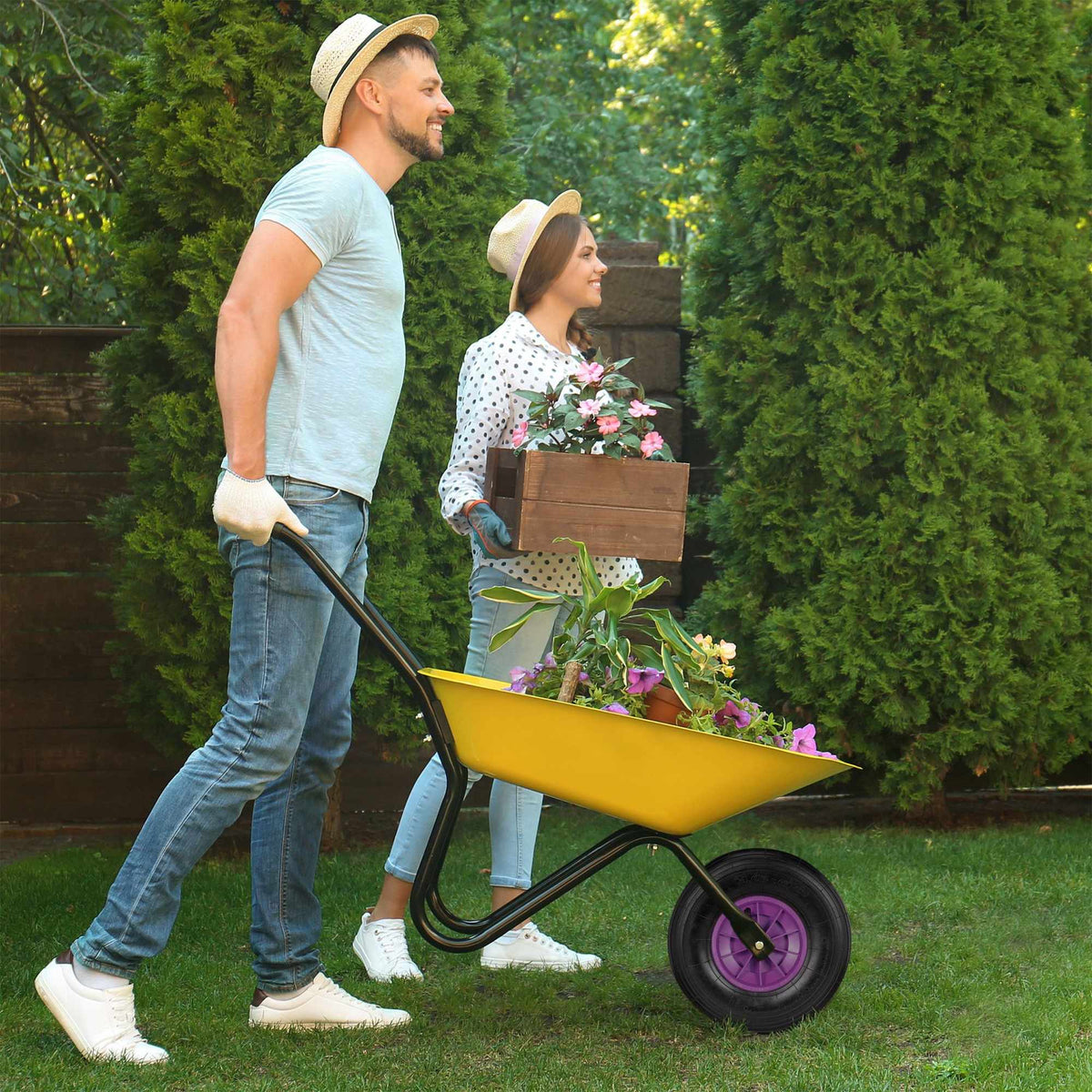 Wheel set for wheelbarrow with tube 4.00-6"
