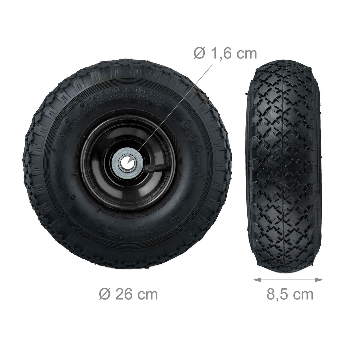 Wheels for hand-held truck, 2 pcs 3.00-4